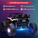 2 Seaters 24V Ride on UTV with Remote Control,10AH Battery, 400W Powerful Motors with 17" EVA Wheels, 20.5“ Seat Width Electric Ride Toy with Metal Suspension,LED Lights,Music,Horn (White) by TinyTreasures Baby Boutique