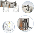 BONLICHT Modern Bathroom Light Fixtures in Brushed Nickel Finish, 2 Light Industrial Indoor Wall Sconce Farmhouse Vanity Lighting Over Mirror with Hammered Glass Contemporary Hallway Wall Mount Lamp by CozyNest Decor