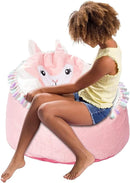 Posh Creations Cute Soft and Comfy Bean Bag Chair for Kids, Animal - Pink Llama by TinyTreasures Baby Boutique