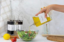 Molimoli Olive Oil Dispenser Bottle for Kitchen, Automatic Pourer, Glass Dispenser for Kitchen, Olive Oil Cruet, | Set of 4 - Silver by CozyNest Decor