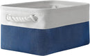 TheWarmHome Storage Bins for Shelves - 12x8x5.2 inch 1 Pack Baskets for Gifts Empty, Fabric Storage Cubes for Closet Organizing Dog Gift Cloth Toy (White & Jean Blue) by TinyTreasures Baby Boutique