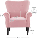 BELLEZE Modern Accent Chair for Living Room, High Back Armchair with Wooden Legs, Upholstered Wingback Side Chair Padded Armrest Single Sofa Club Chair for Living Room, Bedroom - Allston (Pink) by CozyNest Decor