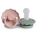 FRIGG Daisy SilkySoft Silicone Baby Pacifier | Made in Denmark | BPA-Free (Blush/Sage, 6-18 Months) by TinyTreasures Baby Boutique