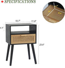 MaxSmeo End Table with Storage Mid Century Nightstand with Rattan Drawer and Shelf, Wood Small Side Coffee Table for Small Space, Living Room and Bedroom, Easy Assembly (Black) by CozyNest Decor
