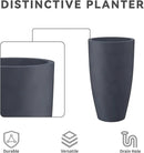 Kante 23.6" H Charcoal Finish Concrete Tall Planters Large Outdoor Indoor Decorative Plant Pots with Drainage Hole and Rubber Plug, Modern Tapered Style for Home and Garden by CozyNest Decor