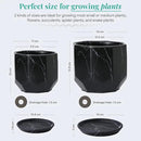 Black Plant Pot with Drainage Holes and Saucers, Ceramic Pots for Indoor Outdoor Plants, 4 & 5 Inch Premium Hand Glazed Sustainable Planters for Flower, Garden, Succulent, Nursery, Home Decor by GreenHaven Gardens