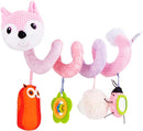 Jollybaby Baby Car Seat Stroller Toys, Plush Activity Hanging Spiral Activity Pram Crib with Music Box, Rattles, Squeaker for Babies Infant Boys Girls(Pink Fox) by TinyTreasures Baby Boutique