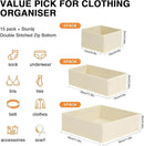 DIMJ Drawer Organizer Clothes 12 Pack - Foldable Baby Organizers and Storage & Dresser Organizer for Bedroom, Closet - Nursery Organization Dresser Dividers for underwear, Sock,Bra, Belt, Tie, Beige by CozyNest Decor
