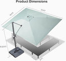 PURPLE LEAF 10' X 13' Rectangle Patio Umbrella Outdoor Large Aluminum Cantilever Umbrella with 3-Year Fade Resistance Recycled Fabric and 360-degree Rotation for Deck Pool Garden, Mint Green by GreenHaven Gardens