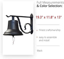 NACH Rustic Cast Iron Doorbell, Large Door Bells for Homes, Kitchen Door Bell, Dinner Bell, Black Doorbell, 19.3 x 11.8 x 13 Inches, JS-90-098 by GreenHaven Gardens