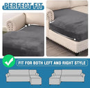 H.VERSAILTEX Velvet Stretch Individual Chaise Cover Sectional Couch Covers for L Shaped Sofa Both Left/Right Furniture Protector Seat Cushion Sofa Cover (1 Piece Chaise Cover, Grey) by CozyNest Decor