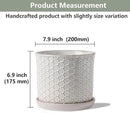 8 Inch Plant Pot: Ceramic Planter with Drainage Hole & Saucer - Flowerpot for Indoor & Outdoor Plants with Separate Tray for Home & Office - Honeycomb Design, Cream White by GreenHaven Gardens