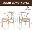 Wishbone Chair Natural Solid Wood Dining Chair/Hans Vegner Y Chair Rattan and Wood Accent Armrest Chair (Ash Wood + Natural Wood Color) by CozyNest Decor