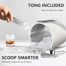 Insulated Ice Bucket with Silicone Lid, Scoop, Tongs & Strainer, 3L Stainless Steel Double Wall Ice Buckets for Parties & Cocktail Bar, Champagne Ice Bucket with Lid for Freezer, Ivory by CozyNest Decor