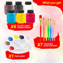 Acrylic Paint Set for Kids Includes 6 Acrylic Paints, Painting Canvas, 7 Paintbrushes, Paint Pallet, Arts and Crafts for Kids Canvas Painting Supplies Bundle by TinyTreasures Baby Boutique