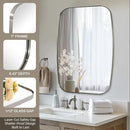 ANDY STAR Brushed Nickel Mirror, 28x36 Inch Stainless Steel Metal Frame Oblong Bathroom Mirror for Vanity, 1’’ Deep Wall Mounted Vertically/Horizontal by CozyNest Decor