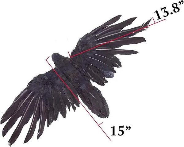 2-Pack Realistic Crows Lifesize Extra Large Handmade Black Feathered Crow for Halloween Decorations Birds, XL (15 inch+15 inch), photo 2 of 3