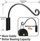 Heavy Duty Plant Hanger Bracket (16"/Black) Outdoor Hand-Forged Hanging Plant Bracket Durable and Stable Bird Feeder Hanger by GreenHaven Gardens