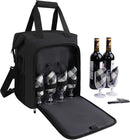 ALLCAMP 6 Bottle Wine Gift Bag - Insulated Tote Cooler, Adjustable Strap, Includes 6 Wine Glasses, Napkins & Corkscrew, Portable Travel Gifting(Black) by TinyTreasures Baby Boutique