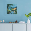 Moonlight under the big tree creek cabin scenery is suitable for posting in the living room bedroom office scenery poster wall painting by CozyNest Decor