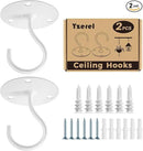 Ceiling Hooks for Hanging Plants - Metal Plant Bracket Iron Wall Mount Lanterns Hangers for Hanging Bird Feeders, Lanterns, Wind Chimes, Planters, Outdoor Decoration Hooks (White) by GreenHaven Gardens