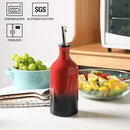 Sweejar Ceramic Olive Oil Dispenser Bottle, Opaque Oil Cruet Protects Oil to Reduce Oxidation, Suitable for Oil, Vinegar, Coffee Syrups & Other Liquids, Pack of 1, 15.5 Fl Oz (Gradient Red) by CozyNest Decor