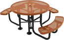 Heavy-Duty Portable Outdoor Picnic Table with Umbrella Hole, Punched Steel Patio Dining Furniture Made in America (46" Round Top, Textured Copper) by GreenHaven Gardens