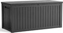 180 Gallon Resin Deck Box, Lockable Patio Outdoor Storage Box for Furniture, Garden Tools and Tools Storage, Waterproof Outside Storage Boxes - Black by CozyNest Decor
