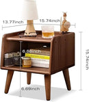 Small Nightstand, 100% Solid Oak Wood Bedside Table, Mid Century Modern Nightstand with Open Storage,Storage Cabinet for Bedroom (2pc Walnut Color)