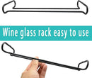 10 Inch Wine Glass Rack Under Cabinet Shelf Stemware Storage Hanging Hanger Organizer Glasses Holder with Drying Under Counter Metal for Kitchen and Bar Set of 2 Black by CozyNest Decor