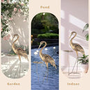 42'' Heron Garden Statue for Outside, Crane Outdoor Statue & Sculpture with Lotus Leaf, Metal Heron Yard Art Decor for Garden, Yard, Lawn, Pond (Gold & Blue) by GreenHaven Gardens
