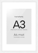 Homeforia A3 Picture Frame White Wood, High-End Oak 11.7 x 16.5 White Poster Frames Matted to 8.3 by 11.7 Photo, 11.7x16.5 Size Wooden Frame with Mat 8.3x11.7 Print, Tempered Glass, Wall Kit, Set of 1 by CozyNest Decor