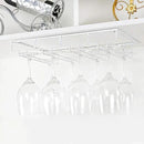 Wine Glass Rack - Under Cabinet Stemware Wine Glass Holder Glasses Storage Hanger 2 Pack Metal Organizer for Bar Kitchen 4 Rows White by CozyNest Decor