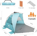 Oileus X-Large 4 Person Beach Tent Sun Shelter - Portable Sun Shade Instant Tent for Beach with Carrying Bag, Stakes, 6 Sand Pockets, Anti UV for Fishing Hiking Camping, Waterproof Windproof, Sky Blue by TinyTreasures Baby Boutique