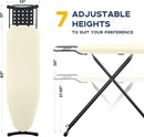 Ironing Board Full Size, RAINHOL Compact Iron Board with Iron Rest, Heat Resistant Cover with Ultra Thick Padding, Height Adjustable Heavy Duty for Home, Dorm, 43x13 Ivory by CozyNest Decor