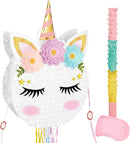Foldable Unicorn Piñata - Unicorn Birthday Party Supplies Extendable Piñata with Blindfold Bat and Tassels Unicorn Birthday Party Decoration Games Folding Pink Unicorn Piñatas for Kids Classroom Game by TinyTreasures Baby Boutique