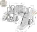 XJD 9 in 1 Toddler Slide Set, Kids Slide for Toddlers Age 1+, Toddler Climber Slide PlaySet with Basketball Hoop and Ball,Outdoor Indoor Playground for Toddlers 1-3 (Gley) by TinyTreasures Baby Boutique