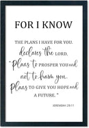 LuZhiQiang Jeremiah 29 11 Wall Art 16"×11" For I Know The Plans I Have for You Sign Wood Framed Wall Decor Hanging (Black) by CozyNest Decor
