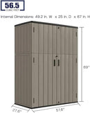 KINYING Outdoor Vertical Storage Shed,57 Cu.ft Outdoor Storage Cabinet Waterproof,Resin Sheds & Outdoor Storage Clearance for Garden,Patio,Backyard,Lockable (Brown) by GreenHaven Gardens