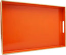 Spsyrine Orange Decorative Serving Tray with Handles, Elegant Plastic Coffee Table Tray for Ottoman, Living Room, Home Decor 15.6" X 10.2" by CozyNest Decor