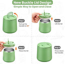 20oz Insulated Vacuum Food Jar with Buckle Lid,Soup Thermo for Hot Food Kids,Wide Mouth Leakproof Stainless Steel Lunch Container with Spoon-Green by TinyTreasures Baby Boutique