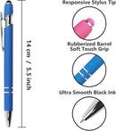 Ballpoint Pen with Stylus Tip, Soft Touch Click Metal Pen, 1.0mm Medium Point, Black Ink, 12 Count(Blue) by TinyTreasures Baby Boutique