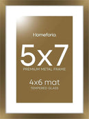 Homeforia 5x7 Picture Frame Bronze, High End Metal 5 x 7 Brass Frames with Mat 4 x 6 for Art, 5x7 Desk Frame Matted to 4x6 inch Photo, 5 by 7 Wall or Tabletop Frame, Tempered Glass, Wall Kit, Set of 1 by CozyNest Decor