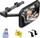 Baby Car Mirror Rear Facing, Safety Adjustable Car Seat Mirror for Baby Extendable Camera Monitor with Hook Clip Design Clear View ShatterProof + 2 Baby on Board Stickers,2 Seat Headrest Hook by TinyTreasures Baby Boutique