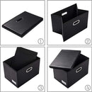 PRANDOM Large Collapsible Storage Bin with Lid [1-Pack] Leather Fabric Foldable Storage Box Organizer Containes Basket Cube with Cover for Home Bedroom Closet Office Nursery Black (17.7x11.8x11.8) by TinyTreasures Baby Boutique