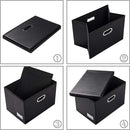 PRANDOM Large Foldable Storage Bins with Lids [3-Pack] Leather Fabric Collapsible Storage Boxes Organizer Containers Baskets Cube with Cover for Home Bedroom Closet Office Black(17.7x11.8x11.8) by TinyTreasures Baby Boutique