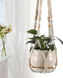 3-Pack Macrame Plant Hanger Indoor - Hanging Planter Basket for Indoor Outdoor - Decorative Boho Plant Holders Set with Beads - Ceiling Flower Pot Holder with 6 Hooks - 35"/30"/24" White by GreenHaven Gardens