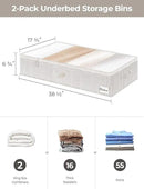 StorageWorks Extra Large Under Bed Storage Containers with Handles and Label Holder, 2 Pack Ultra-thick Fabric Underbed Bins, Closet Organizer for Clothes, Blankets, Sweater by CozyNest Decor