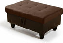 Ottoman Rectangular Storage Ottoman Bench, Flannel Footrest Stool Footstool with Lid for Living Room, Bedroom, Entryway, Brown&Black, 35"x23.5"x17.5" by CozyNest Decor