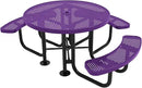 Heavy-Duty Portable Outdoor Picnic Table with Umbrella Hole, Punched Steel Patio Dining Furniture Made in America (46" Round Top, Textured Purple) by GreenHaven Gardens